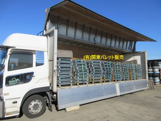 薪ストックボックス・薪入れメッシュパレット240台格安入荷しました(有)関東パレット販売